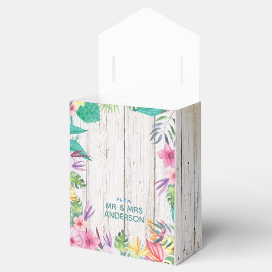 Gepersonaliseerde tropische strand bruiloft cadeau bedankdoosjes (Geopend)