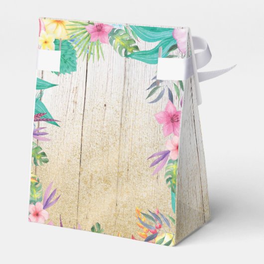 Gepersonaliseerde tropische strand bruiloft cadeau bedankdoosjes (Achterkant)