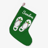 Gepersonaliseerde tropische strand flip slippers kleine kerstsok (Voorkant (Hangend))