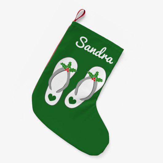 Gepersonaliseerde tropische strand flip slippers kleine kerstsok (Voorkant (Hangend))