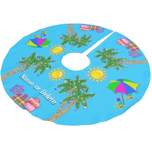 Gepersonaliseerde Tropische Strand Kerstboom Rok (Gekanteld)