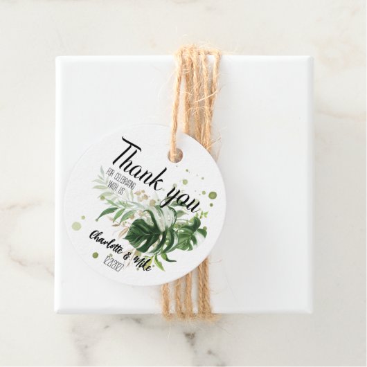 Gepersonaliseerde Tropische Trouwgift Custom Weddi Bedankjes Labels (In situ)