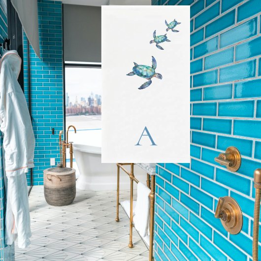 Gepersonaliseerde Tropische Zee Schildpad Badkamer Servet