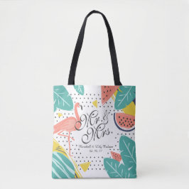 Gepersonaliseerde Tropische Zomer Huwelijk Canvas  Tote Bag
