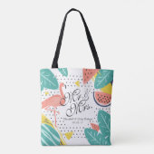 Gepersonaliseerde Tropische Zomer Huwelijk Canvas  Tote Bag (Achterkant)