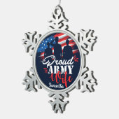 Gepersonaliseerde Trotse Leger Vrouw VS Vlag Milit Tin Sneeuwvlok Ornament (Rechts)