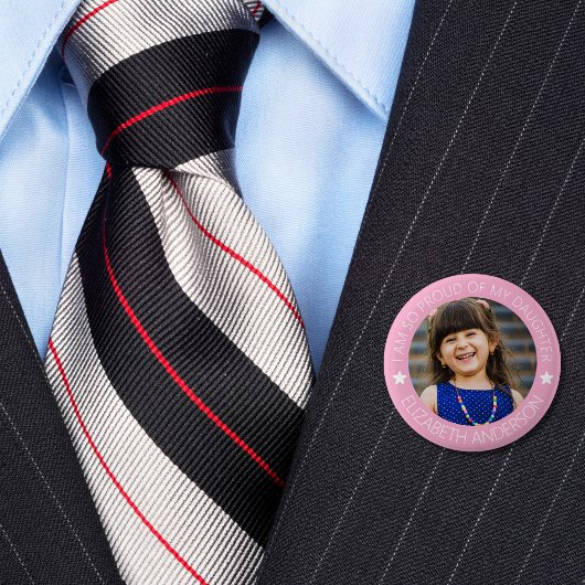 Gepersonaliseerde trotse ouderfoto ronde button 5,7 cm