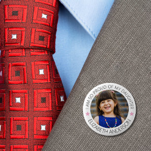 Gepersonaliseerde trotse ouderfoto ronde button 5,7 cm