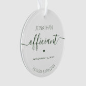 Gepersonaliseerde trouwambtenaar Donkergroene teks Ornament (voorkant)