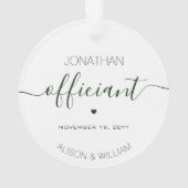 Gepersonaliseerde trouwambtenaar Donkergroene teks Ornament (achterkant)