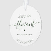 Gepersonaliseerde trouwambtenaar Donkergroene teks Ornament (voorkant)