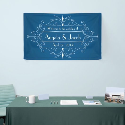 Gepersonaliseerde Trouwbanner  Marine Blauw Spandoek (Beurs)