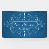 Gepersonaliseerde Trouwbanner  Marine Blauw Spandoek (Horizontaal)