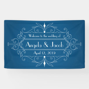 Gepersonaliseerde Trouwbanner  Marine Blauw Spandoek