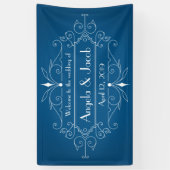 Gepersonaliseerde Trouwbanner  Marine Blauw Spandoek (Verticaal)
