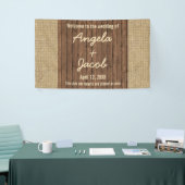 Gepersonaliseerde Trouwbanner Rustieke Burlap Hout Spandoek (Beurs)