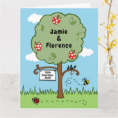 Gepersonaliseerde trouwboom kaart (Gele Bloem)