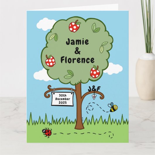Gepersonaliseerde trouwboom kaart (Voorkant)