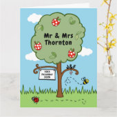 Gepersonaliseerde trouwboom kaart (Gele Bloem)