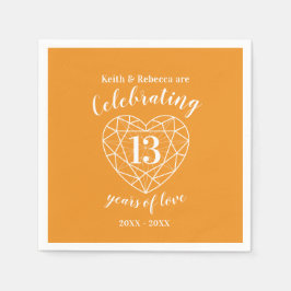 Gepersonaliseerde trouwdag 13 jaar citrien servet