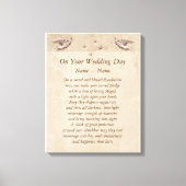 Gepersonaliseerde trouwdag gedicht canvas kunst. (Voorkant)