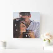Gepersonaliseerde trouwdatum met foto vierkante klok (Huis)