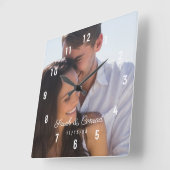 Gepersonaliseerde trouwdatum met foto vierkante klok (Hoek)