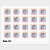 Gepersonaliseerde trouwfoto met Sparkly Baby Pink Vierkante Sticker (Vel)