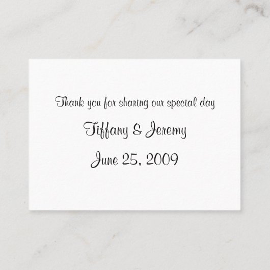 Gepersonaliseerde Trouwfototafel Plaatskaartje (Achterkant)