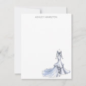 Gepersonaliseerde trouwjurk Dusty Blue Note Kaart Notitiekaartje (Voorkant)