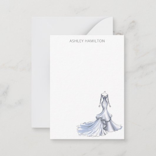 Gepersonaliseerde trouwjurk schets notitie Kaart Notitiekaartje (Voorkant)