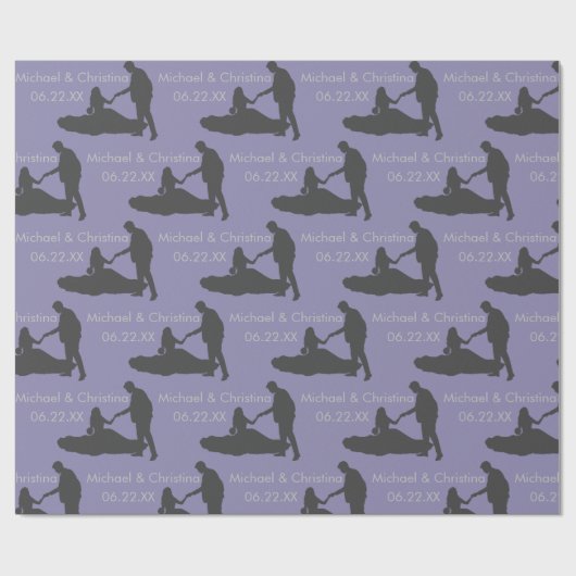 Gepersonaliseerde trouwjurk silhouet cadeaupapier (Vlak)