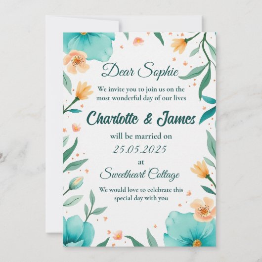 Gepersonaliseerde trouwkaart kaart (Achterkant)