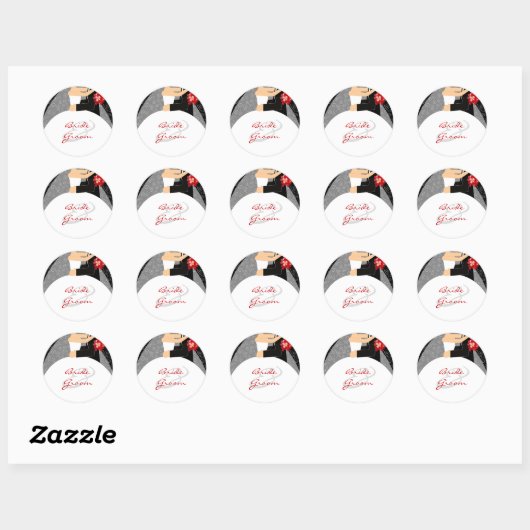 Gepersonaliseerde trouwstickers ronde sticker (Vel)