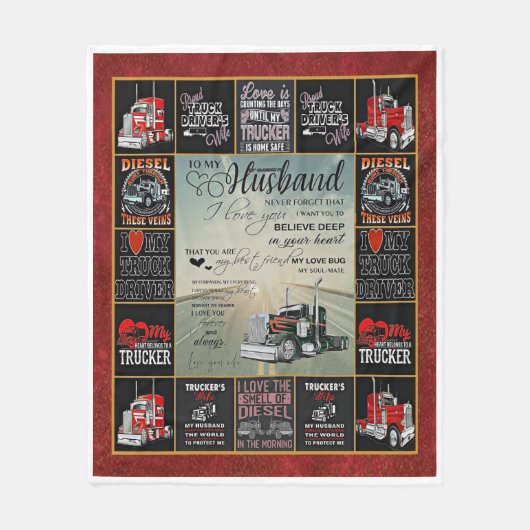 Gepersonaliseerde trucker chauffeur naar mijn man fleece deken (Voorkant)