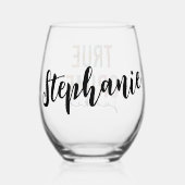 Gepersonaliseerde True Crime Junkie | Misdaad Show Wijnglas Zonder Voet (Achterkant)