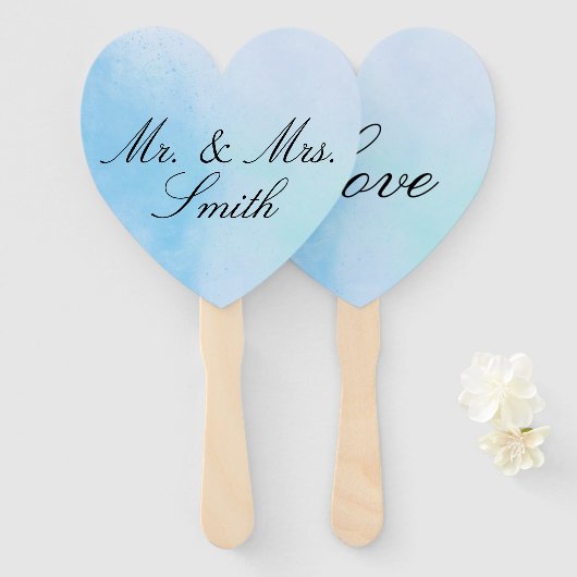 Gepersonaliseerde "True Love Blue" Handwaaier (Voorkant en achterkant)