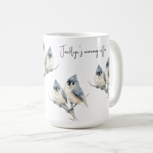 Gepersonaliseerde Tufted Titmouse Koffiemok (Voorkant rechts)