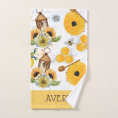 Gepersonaliseerde tuin bij zonnebloem patroon bad handdoek (Handdoek)