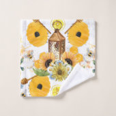 Gepersonaliseerde tuin bij zonnebloem patroon bad handdoek (Wasdoekje)