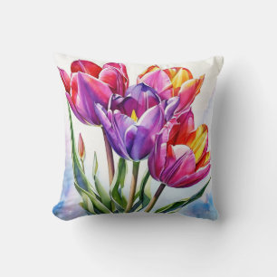 Gepersonaliseerde Tulp Waterverf Kussen