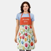 Gepersonaliseerde Tulpen Patronen Dames' Schort (Gedragen)