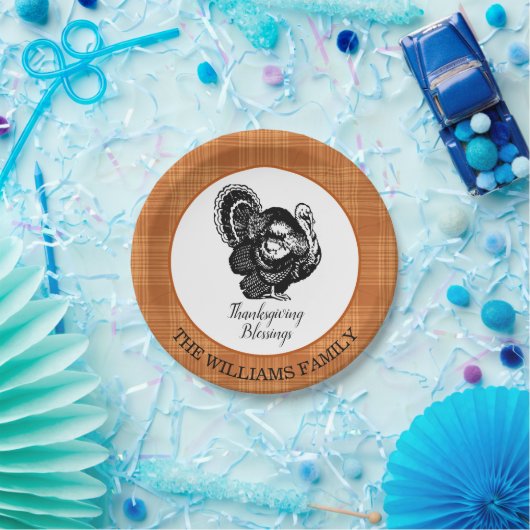 Gepersonaliseerde Turkije Thanksgiving Papieren Bordje (Feest)