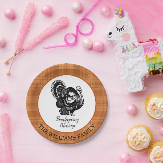 Gepersonaliseerde Turkije Thanksgiving Papieren Bordje (Feest)