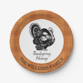 Gepersonaliseerde Turkije Thanksgiving Papieren Bordje (Voorkant)