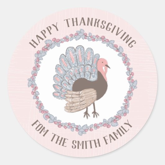 Gepersonaliseerde Turkije Thanksgiving Ronde Sticker (Voorkant)