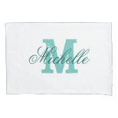 Gepersonaliseerde turkooisnaam monogram proefcase kussensloop (Voorkant)