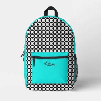 Gepersonaliseerde turquoise Abstracte ellips Bedrukte Rugzak