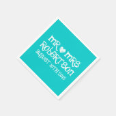 Gepersonaliseerde turquoise blauw heer mevrouw bru servet (Hoek)