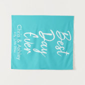 Gepersonaliseerde turquoise blauwe bruiloft beste wandkleed (Voorkant (horizontaal))